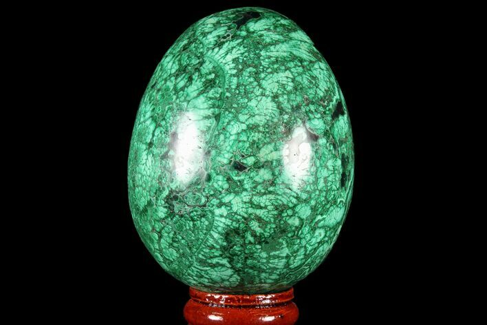 Polished Malachite Egg - Beautiful Flowery Pattern #78915